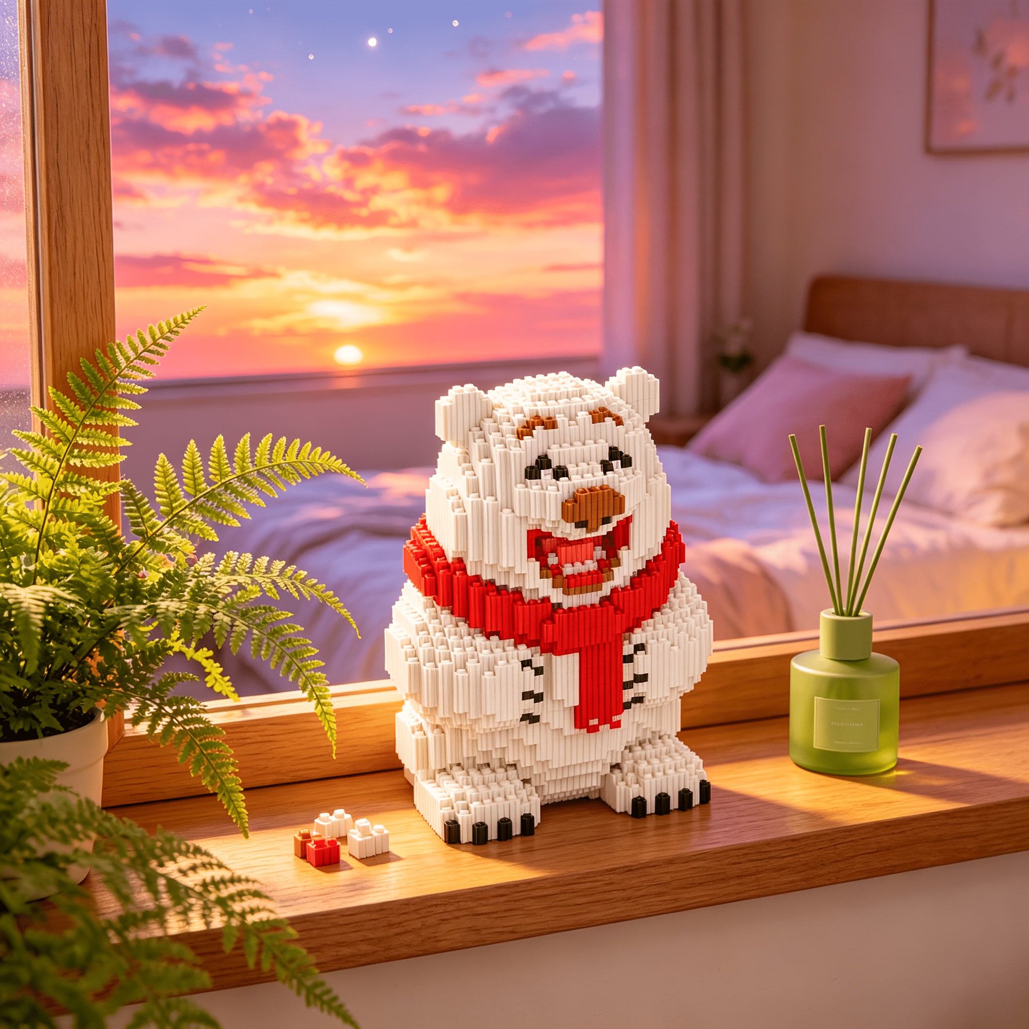 White Polar Bear 3D Building Block Ornament